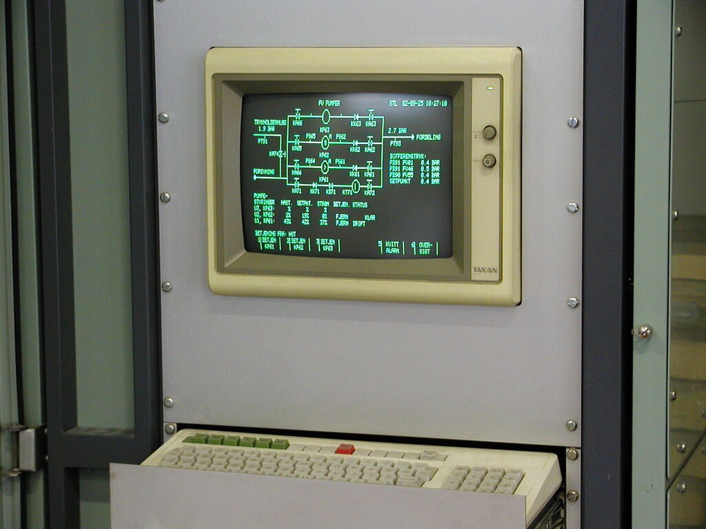 Dataskærmen der viser varmeværkets aktivitet